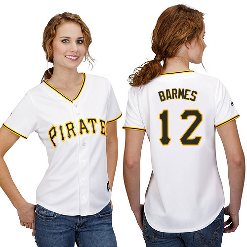Clint Barmes #12 mlb Jersey-Pittsburgh Pirates Women's Authentic Home White Cool Base Baseball Jersey